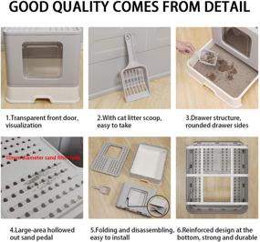 img 3 attached to GENENIC Top Entry Cat Litter Box: Foldable, Enclosed & Anti-Splashing - Grey Square Door