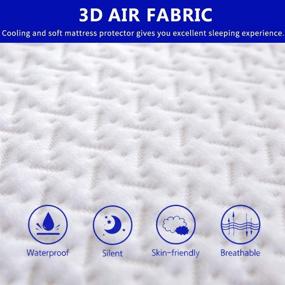 img 4 attached to 🛏️ Premium King Bed Size Waterproof Mattress Protector with 3D Air Fabric - Stay Cool and Comfortable with Deep Pocket Fitted Mattress Pad Cover (18'' Deep)