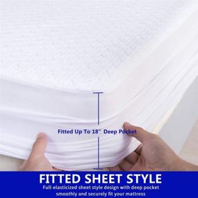 img 3 attached to 🛏️ Premium King Bed Size Waterproof Mattress Protector with 3D Air Fabric - Stay Cool and Comfortable with Deep Pocket Fitted Mattress Pad Cover (18'' Deep)