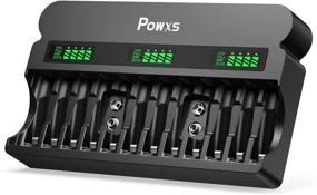 img 4 attached to 🔋 POWXS LCD 12 Bay Universal Battery Charger for AA AAA & 9V Rechargeable Batteries - Fast Charging, Ni-MH/Ni-CD/Lithium Ion Compatible