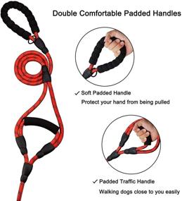 img 3 attached to 🐶 Anbeer 6 FT Dog Leash Traffic Padded Two Handles: Control & Safety Training for Medium to Large Dogs-Red