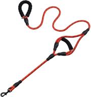 🐶 anbeer 6 ft dog leash traffic padded two handles: control & safety training for medium to large dogs-red логотип