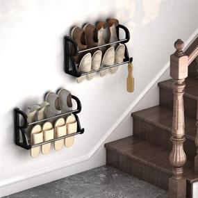 img 1 attached to 👞 DUSASA 3-Pack Over the Door Shoe Rack Organizer - Stainless Steel Hanging Shoe Shelf with Hooks for Closet, Entryway - No Drilling Required