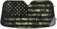 american flag with camouflage grunge car windshield sunshade foldable reflective sun shade blocks uv rays logo