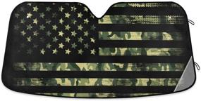 img 4 attached to American Flag With Camouflage Grunge Car Windshield Sunshade Foldable Reflective Sun Shade Blocks UV Rays