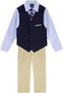 👔 tommy hilfiger boys formal suit vest set with dress shirt, pants, vest & tie - 4-piece logo