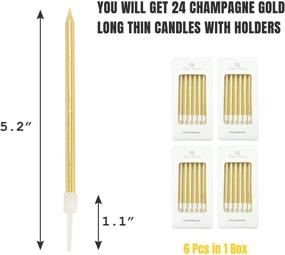 img 1 attached to 🎂 Aplusplanet 24-Count Champagne Gold Birthday Cake Candles with Metallic Long Thin Candle Holder for Cupcake Wedding, Shower, and Party Decorations