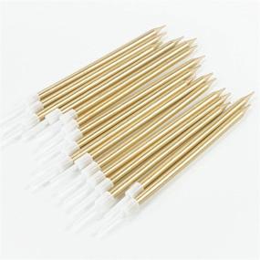 img 3 attached to 🎂 Aplusplanet 24-Count Champagne Gold Birthday Cake Candles with Metallic Long Thin Candle Holder for Cupcake Wedding, Shower, and Party Decorations