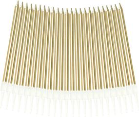 img 4 attached to 🎂 Aplusplanet 24-Count Champagne Gold Birthday Cake Candles with Metallic Long Thin Candle Holder for Cupcake Wedding, Shower, and Party Decorations