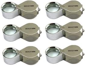 img 4 attached to 6-Piece Mini 30X 21mm Jeweler's Loupe Magnifier Magnifying Glass Set in Silver with Box for Jewelry