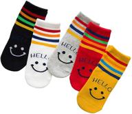 10 pairs happy smile face crew kids cotton socks: odor-resistant & perfect for kids, children, toddlers, girls, boys, and youth logo