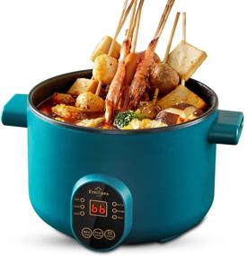 img 4 attached to 🍲 Freshore Morandi Green Electric Non-Stick 3L Hot Pot Cooker: Multiple Cooking Modes, Electronic Heat-Power Control