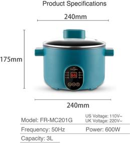 img 2 attached to 🍲 Freshore Morandi Green Electric Non-Stick 3L Hot Pot Cooker: Multiple Cooking Modes, Electronic Heat-Power Control