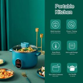 img 3 attached to 🍲 Freshore Morandi Green Electric Non-Stick 3L Hot Pot Cooker: Multiple Cooking Modes, Electronic Heat-Power Control