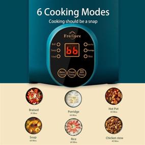 img 1 attached to 🍲 Freshore Morandi Green Electric Non-Stick 3L Hot Pot Cooker: Multiple Cooking Modes, Electronic Heat-Power Control