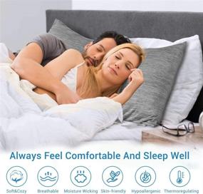 img 3 attached to 🌬️ Marchpower Cooling Pillowcases - Japanese Arc-Chill Q-Max &gt; 0.4 Cool Fiber Pillow Cases for Hot Sleepers, Anti-Static Breathable Cooling Pillow Cover with Hidden Zipper - Queen Size, 20&#34;X 30&#34; in Gray