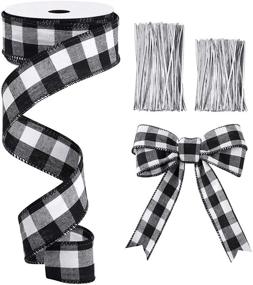 img 4 attached to 🎄 URATOT Christmas Plaid Burlap Gingham Ribbon: 1.5 Inches by 393.7 Inches - Perfect for Christmas Decoration, Floral Bows, and DIY Crafts