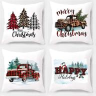 psdwets christmas decor buffalo check plaid truck watercolour christmas tree throw pillow covers set of 4 логотип