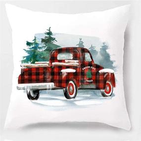 img 2 attached to PSDWETS Christmas Decor Buffalo Check Plaid Truck Watercolour Christmas Tree Throw Pillow Covers Set of 4