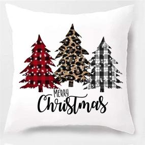 img 3 attached to PSDWETS Christmas Decor Buffalo Check Plaid Truck Watercolour Christmas Tree Throw Pillow Covers Set of 4