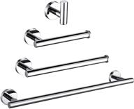 🛁 premium set of bathroom hardware accessories - stainless steel polished chrome towel bar (16 inch) + toilet paper holder + hand towel rack + towel hook (16 inch, 40cm) logo