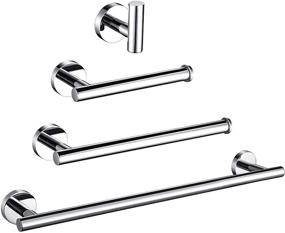 img 4 attached to 🛁 Premium Set of Bathroom Hardware Accessories - Stainless Steel Polished Chrome Towel Bar (16 inch) + Toilet Paper Holder + Hand Towel Rack + Towel Hook (16 inch, 40cm)