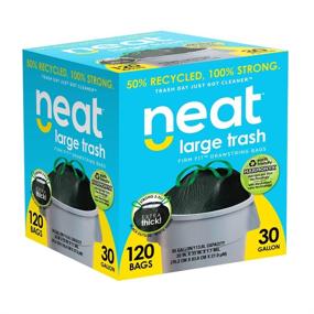 img 3 attached to Neat 30 Gallon Drawstring Trash Bags - MEGA 120 COUNT: Triple Ply Fortified, Eco-Friendly 50% Recycled Material, Neutralize+ Odor Technology, Reversible Black and White Garbage Bags