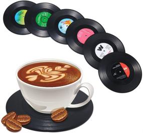 img 1 attached to 🎵 ZAYAD Vinyl Disk Coasters: Funny, Absorbent, and Effective Protection for Your Desktop - 6-Piece Novelty Set