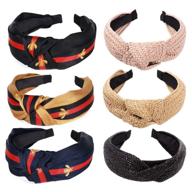 🎀 stylish bow knotted vintage headbands: wide cut black top cross hair accessories for women & girls - 6pack christmas gifts logo