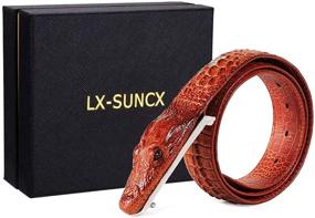 img 3 attached to 🐊 Alligator Cowhide Crocodile Buckle Belts: Stylish Men's Accessories and Belts