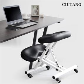 img 3 attached to Improve Posture with CIUTANG Ergonomic Kneeling Chair: Comfortable Thick Mould Cushion, 🪑 Rolling Adjustable Stool for Home and Office – Angle Seat and Knee Rest Included