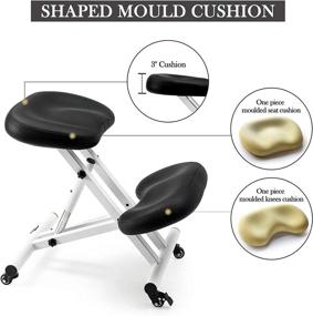 img 2 attached to Improve Posture with CIUTANG Ergonomic Kneeling Chair: Comfortable Thick Mould Cushion, 🪑 Rolling Adjustable Stool for Home and Office – Angle Seat and Knee Rest Included