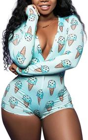 img 3 attached to 👗 MissShorthair Women's Bodycon Bodysuit Pajamas Rompers in Jumpsuits, Rompers & Overalls - Upgrade Your Style