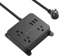 black trond wall mountable power strip with usb, 3 widely spaced outlets, 3 usb ports, flat plug, 4.5ft extension cord – essential for home office, nightstand, travel, dorm room logo
