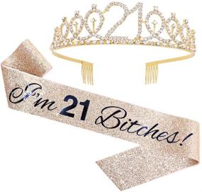 img 4 attached to 👑 Rhinestone Tiara Set for Children's Party Supplies - Bitches Sash Event & Party Essentials