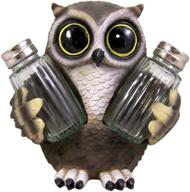 🦉 wise owl resin salt and pepper shaker holder with 6-inch size (includes shakers) логотип