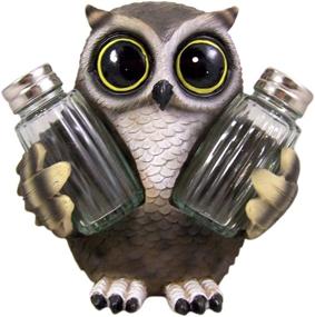 img 4 attached to 🦉 Wise Owl Resin Salt and Pepper Shaker Holder with 6-Inch Size (Includes Shakers)