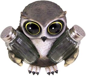 img 2 attached to 🦉 Wise Owl Resin Salt and Pepper Shaker Holder with 6-Inch Size (Includes Shakers)