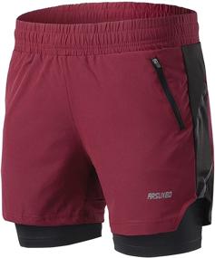 img 4 attached to 🩳 ARSUXEO Men's 2-in-1 Active Running Shorts with Twin Zipper Pockets B191