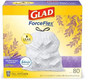 img 4 attached to 🗑️ Glad OdorShield 13 Gallon White Trash Bags with Drawstring - Febreze Mediterranean Lavender Scent - 80 Count