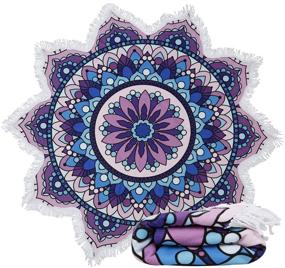 img 4 attached to Large Round Purple Mandala Beach Towel - Violet Mist Flower Lotus Tassels, Thick Cotton Picnic Yoga Tablecloth Mat with Excellent Water Absorbency - 60 Inch