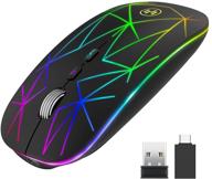 🖱️ uiosmuph g16 - rechargeable led wireless mouse for laptop & desktop, 2.4g optical usb mouse with type c adapter, portable & stylish design (starry black) logo