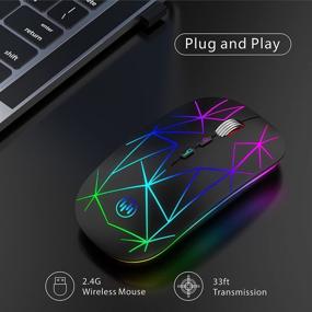 img 1 attached to 🖱️ Uiosmuph G16 - Rechargeable LED Wireless Mouse for Laptop & Desktop, 2.4G Optical USB Mouse with Type C Adapter, Portable & Stylish Design (Starry Black)