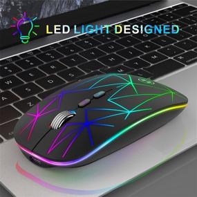 img 3 attached to 🖱️ Uiosmuph G16 - Rechargeable LED Wireless Mouse for Laptop & Desktop, 2.4G Optical USB Mouse with Type C Adapter, Portable & Stylish Design (Starry Black)