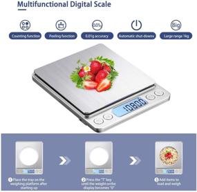 img 1 attached to 🍽️ High Accuracy USB Charging Mini Food Electronic Scale - KUBEI Large Range Small Kitchen Scale 1kg/0.01g with LCD Display, Ideal Pocket Scale for Cooking