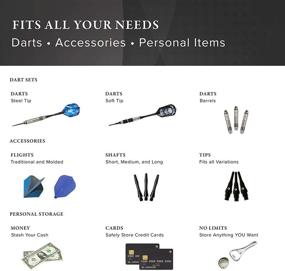 img 2 attached to 🎯 Casemaster Classic Dart Carrying Case with Nylon Fabric, Holds 6 Steel and Soft Tip Darts, Abundant Storage for Accessories with Pockets, Tubes, and Boxes