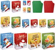 🎁 bright prints reusable christmas paper bags hemoton - 12pcs, with tags and tissue paper, ideal for xmas holiday parties and christmas goodies logo