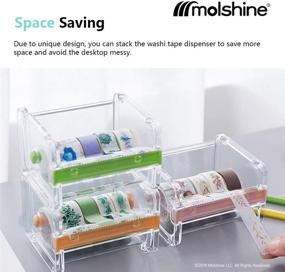 img 3 attached to Molshine Set of 2 Transparent Visible Washi Masking Tape Dispensers with Tape Cutter and Roll Tape Holder (Beige) - Masking Tape Not Included