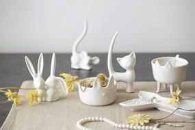 img 3 attached to 🐇 White Ceramic Bunny Ring Holder - Creative Co-Op DA2618, 3" Length x 4" Height