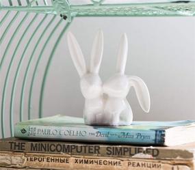 img 1 attached to 🐇 White Ceramic Bunny Ring Holder - Creative Co-Op DA2618, 3" Length x 4" Height